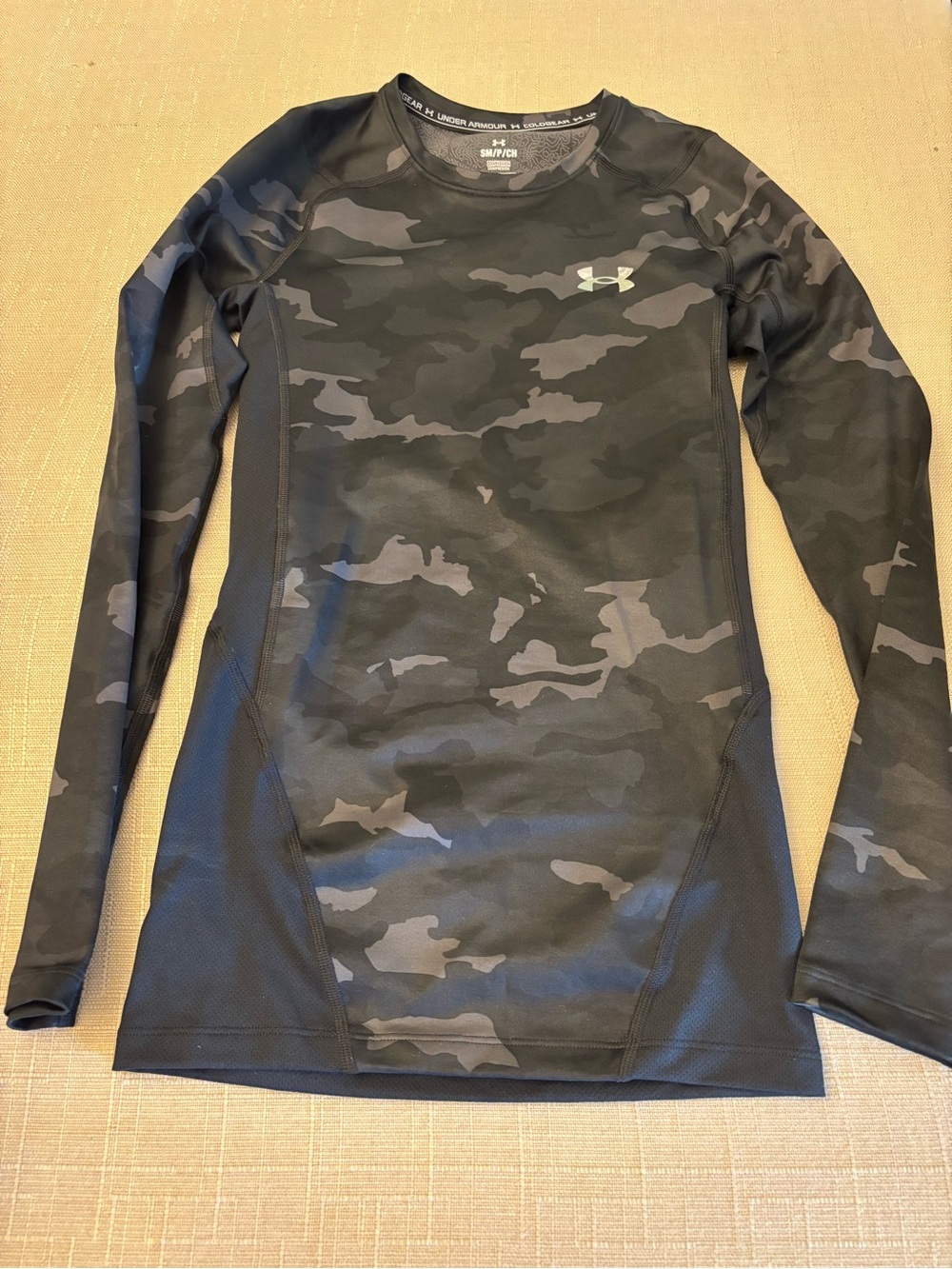 Under Armour Long Sleeve Camo Compression Top - Black/Gray